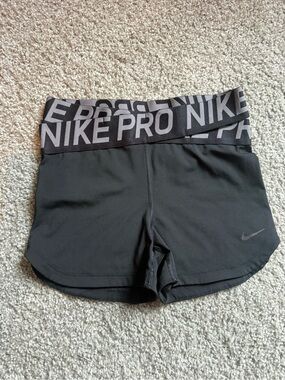 Nike Black Women's Pro Athletic Shorts with Branded Waistband